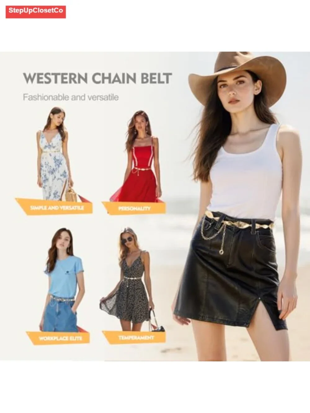 Adjustable Waist Chain Belt Women Metal Link Belt for Jeans Dresses